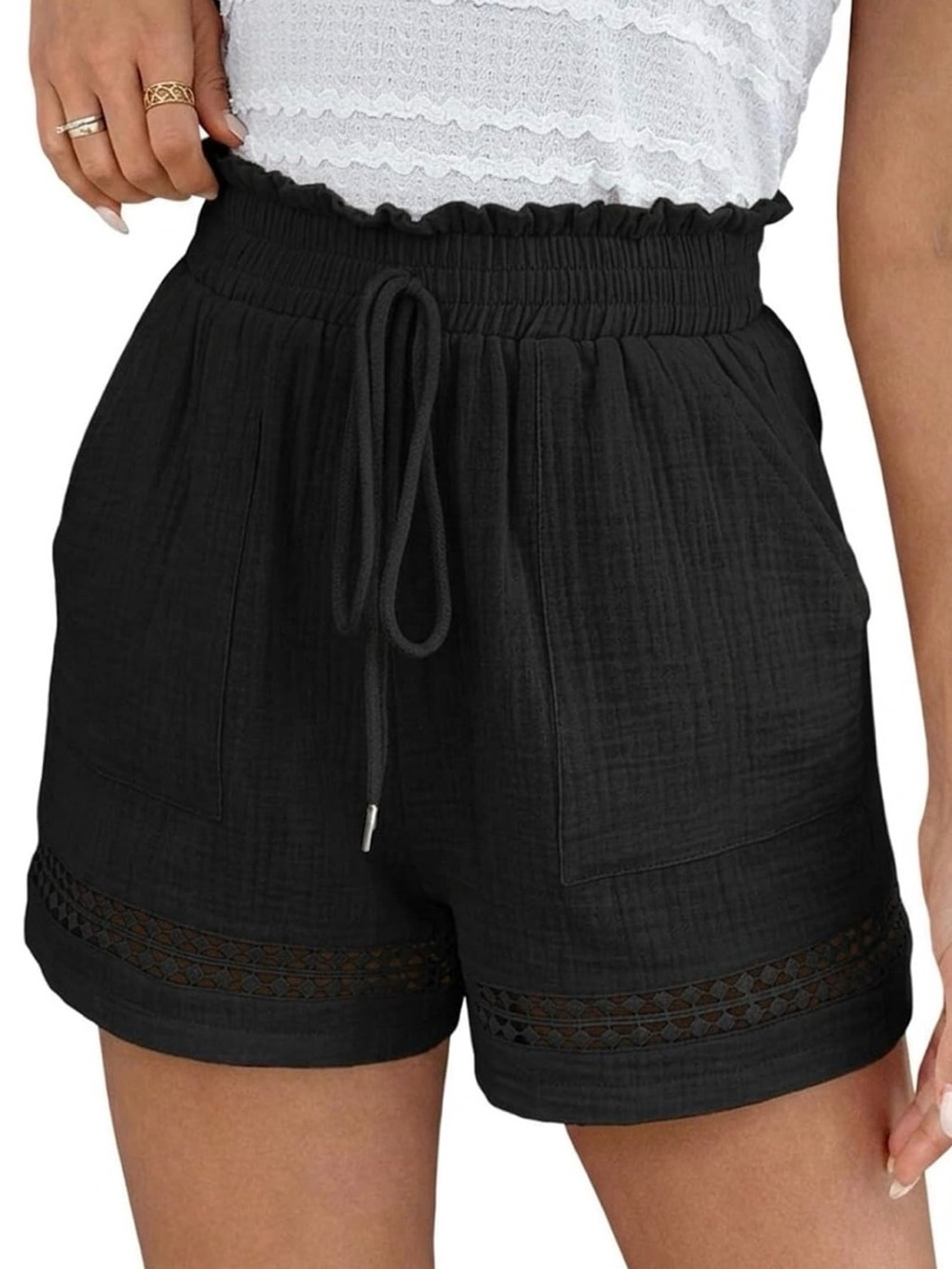 Boho Stretch Waist Drawstring 100% Cotton Shorts